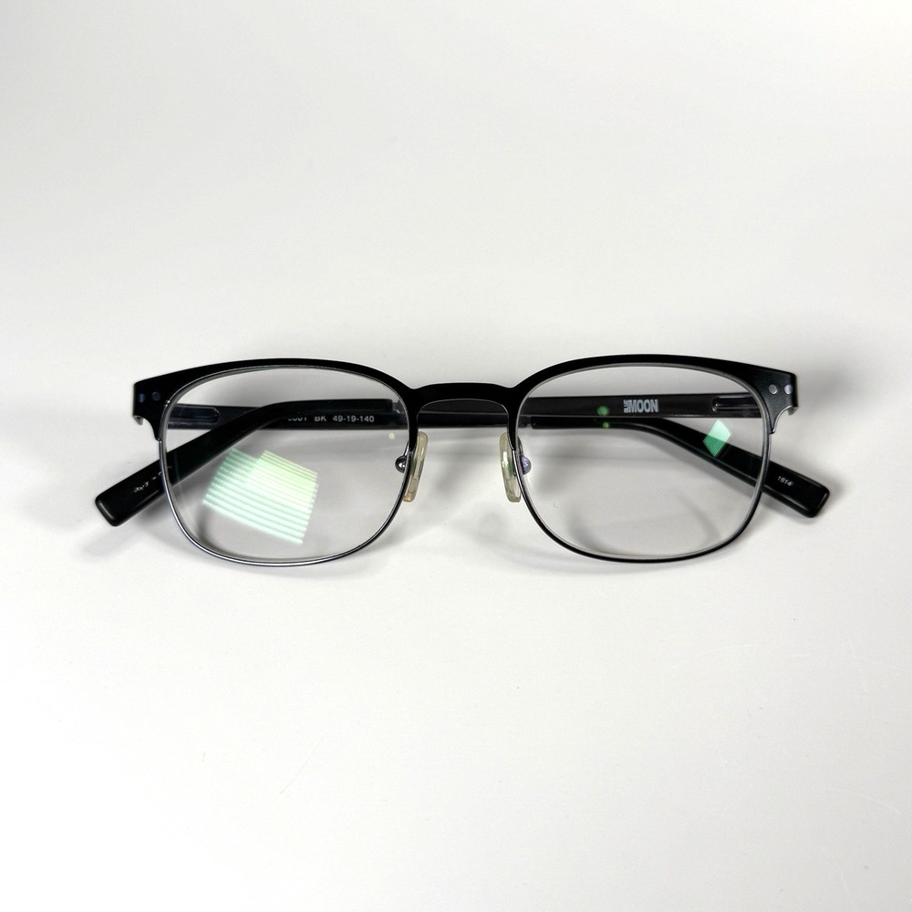 Blue Moon BM 6001 BK Eyeglasses Frame Only 49-19-140 Black‎ Rectangular Horn Rim